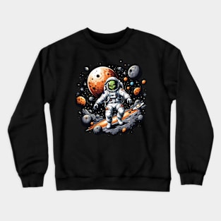 Zombie Alien in Space Crewneck Sweatshirt